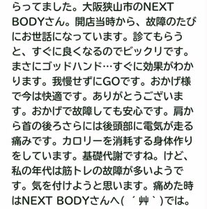 ブログにてご紹介頂きました 新着情報 大阪狭山 なかもず 北野田の治療院 Next Body 整骨院 整体院 プライベートジム